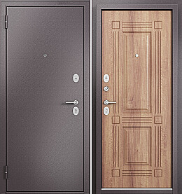 Дверь входная Family Eco MP E-104 (порог) Шоколад букле/Карамель, E-104, 2 замка, с ночной задвижкой