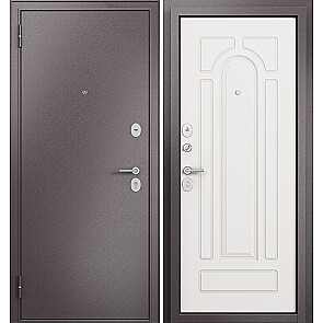 Дверь входная Фэмели Эко МП E-102 Задвижка Шоколад букле/Белый ларче, 2 замка