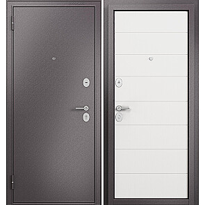 Дверь входная Фэмели Эко МП E-135 Шоколад букле/Белый ларче, 2 замка