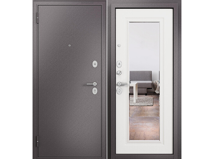 ДМ FAMILY ECO MP Шоколад букле/МДФ Белый ларче E-140 mirror Задвижка 205*86 Левая