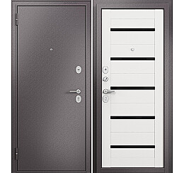 Дверь входная Family Eco MP E-142 Lakobel Black Шоколад букле/Белый ларче, 2 замка, с ночной задвижкой