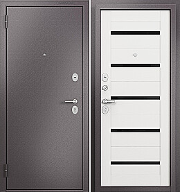 Дверь входная Family Eco MP E-142 Lakobel Black Шоколад букле/Белый ларче, E-142 Lakobel Black, 2 замка, с ночной задвижкой