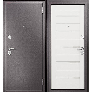 Дверь входная Фэмели Эко МП E-142 Шоколад букле/Белый ларче, 2 замка