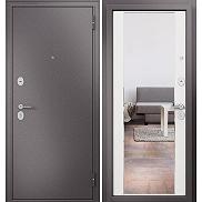 Дверь входная Family Eco MP E-164 Шоколад букле/Белый ларче, с зеркалом, 2 замка