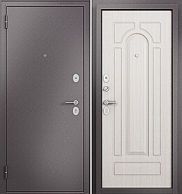 Дверь входная Family Eco MP E-102 Шоколад букле/Бьянко ларче, E-102, 2 замка, с ночной задвижкой