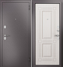 Дверь входная Family Eco MP E-104 Шоколад букле/Бьянко ларче, E-104, 2 замка, с ночной задвижкой