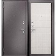 Дверь входная Фэмели Эко МП E-135 Задвижка Шоколад букле/Бьянко ларче, 2 замка, с ночной задвижкой