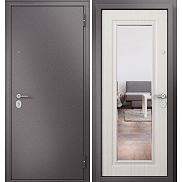 Дверь входная Family Eco MP E-140, с зеркалом Антрацит букле/Бьянко ларче, E-140 mirror, 1 замок