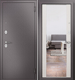 Дверь входная Family Eco MP E-164, с зеркалом Шоколад букле/Бьянко ларче, E-164 mirror, 2 замка