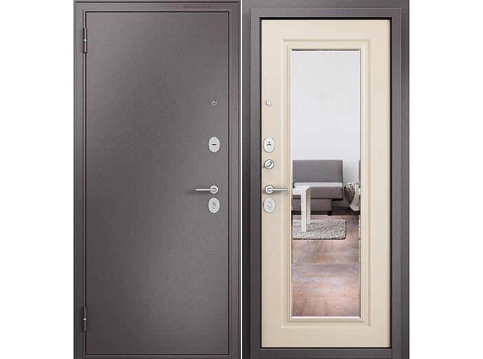 ДМ FAMILY ECO MP Шоколад букле/МДФ Дуб кофейный матовый E-140 mirror Задвижка 210*86 Левая