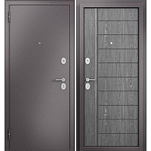 Дверь входная Фэмели Эко МП E-136 Шоколад букле/Дуб шале серебро, 2 замка