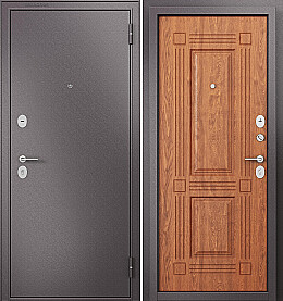 Дверь входная Family Eco MP E-104 Шоколад букле/Дуб золотой, E-104, 2 замка, с ночной задвижкой