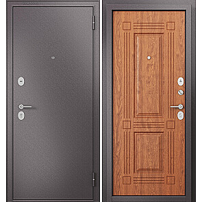 Дверь входная Фэмели Эко МП E-104 Задвижка Шоколад букле/Дуб золотой, 2 замка