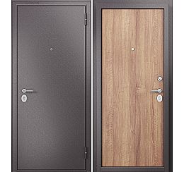 Дверь входная Family Eco MP E-100 Шоколад букле/Карамель, 1 замок, с ночной задвижкой