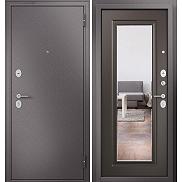 Дверь входная Family Eco MP E-140 Шоколад букле/Шоколад ларче, с зеркалом, 2 замка, с ночной задвижкой