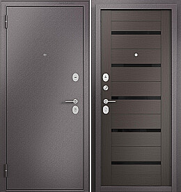 Дверь входная Family Eco MP E-142 Lakobel Black Шоколад букле/Шоколад ларче, E-142 Lakobel Black, 2 замка, с ночной задвижкой