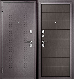 Дверь входная Family Eco MP ED-135 R-2, Антрацит букле/Шоколад ларче, E-135, 2 замка, с ночной задвижкой