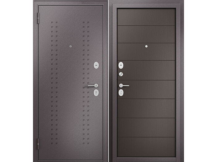 Дверь входная Family Eco MP ED-135 R-2, Антрацит букле/Шоколад ларче, E-135, 2 замка, с ночной задвижкой