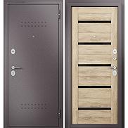 Дверь входная Family Eco MP E-142 Lakobel Black R-5, Шоколад букле/Дуб шале натуральный, E-142 Lakobel Black, 2 замка, с ночной задвижкой