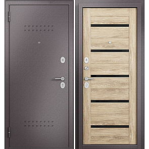 Дверь входная Фэмели Эко МП E-142 Задвижка Шоколад букле/Дуб шале натуральный, 2 замка