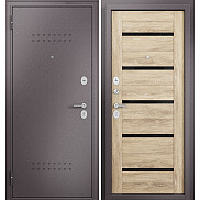 Дверь входная Family Eco MP E-142 Lakobel Black Шоколад букле/Дуб шале натуральный, 2 замка, с ночной задвижкой