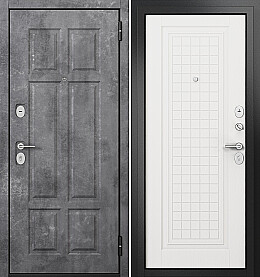 Дверь входная Family Eco PP E-109/E-212 E-109, Бетон темный/Белый ларче, E-212, 2 замка, с ночной задвижкой