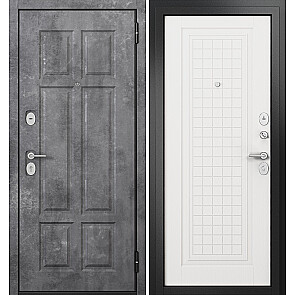 Дверь входная Фэмели Эко ПП E-109/E-212 Задвижка Бетон темный/Белый ларче, 2 замка