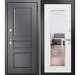 Дверь входная Family Eco PP Антрацит букле/МДФ Дуб графитовый матовый ED-2 МДФ Белый ларче E-140 mirror