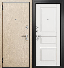 Дверь входная Family Eco PP E-100/ED-2 E-100, Светлый венге/Белый ларче, ED-2, 2 замка, с ночной задвижкой