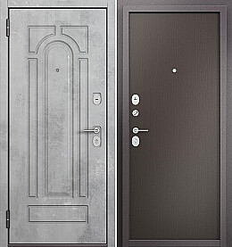 Дверь входная Family Eco PP E-102/E-100 E-102, Бетон серый/Шоколад ларче, E-100, 2 замка, с ночной задвижкой