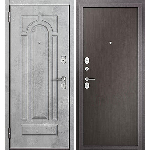 Дверь входная Фэмели Эко ПП E-102/E-100 Задвижка Бетон серый/Шоколад ларче, 2 замка