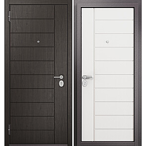 Дверь входная Фэмели Эко ПП E-136/E-136 Один замок Дуб мореный/Белый ларче, 1 замок