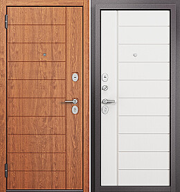 Дверь входная Family Eco PP E-136/E-136 E-136, Дуб золотой/Белый ларче, E-136, 2 замка, с ночной задвижкой