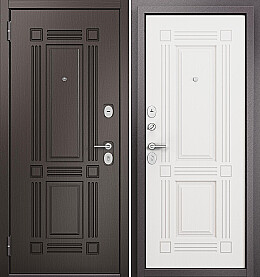 Дверь входная Family Eco PP E-104-3/E-104 E-104-3, Шоколад ларче/Белый ларче, E-104, 2 замка, с ночной задвижкой