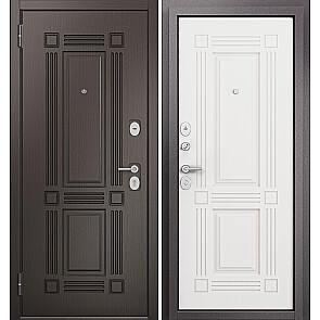 Дверь входная Фэмели Эко ПП E-104-3/E-104 Задвижка Шоколад ларче/Белый ларче, 2 замка