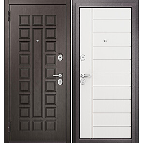 Дверь входная Фэмели Эко ПП E-110/E-136 Шоколад ларче/Белый ларче, 2 замка