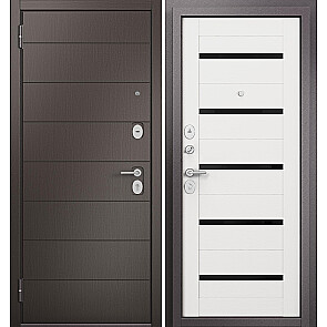 Дверь входная Фэмели Эко ПП E-135/E-142 Задвижка Шоколад ларче/Белый ларче, 2 замка