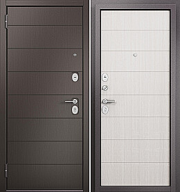 Дверь входная Family Eco PP E-135/E-135 E-135, Шоколад ларче/Бьянко ларче, E-135, 2 замка, с ночной задвижкой