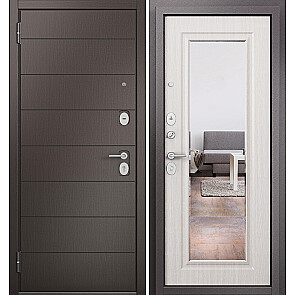 Дверь входная Фэмели Эко ПП E-135/E-140 Задвижка Шоколад ларче/Бьянко ларче, с зеркалом, 2 замка