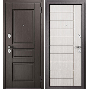 Дверь входная Фэмели Эко ПП ED-2/E-136 Шоколад ларче/Белый ларче, 2 замка