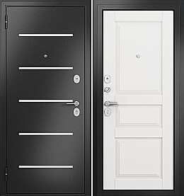 Дверь входная Family Mass MP MD-2 L-1, Антрацит букле/Белый ларче, MD-2, 2 замка, с ночной задвижкой