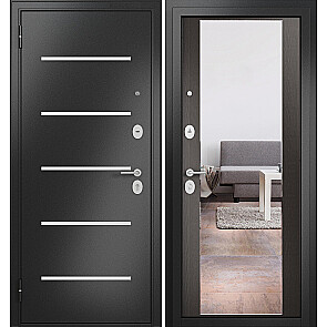 Дверь входная Фэмели Масс МП M-164 Антрацит букле/L-1 Темный ларче, с зеркалом, 2 замка