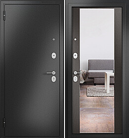 Дверь входная Family Mass MP M-164, с зеркалом Антрацит букле/Темный ларче, M-164 mirror, 2 замка