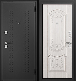 Дверь входная Family Mass MP M-101 R-2, Черный муар металлик/Бьянко ларче, M-101, 2 замка, с ночной задвижкой