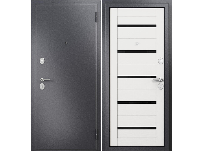 ДМ FAMILY MASS MP Графит букле/МДФ Белый ларче M-142 Lakobel Black 205*96 Правая