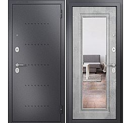Дверь входная Family Mass MP M-140 Графит букле/R-6 Бетон серый mirror