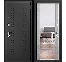 Дверь входная Family Mass MP M-164 Черный муар металлик/R-2 Бетон серый mirror