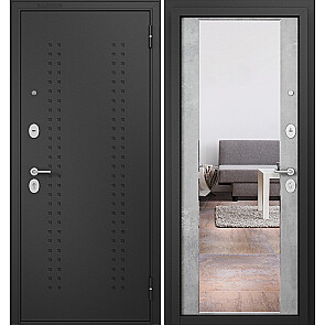 Дверь входная Фэмели Масс МП M-164 Черный муар металлик/R-2 Бетон серый, с зеркалом, 2 замка
