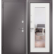 Дверь входная Family Mass MP M-140 Шоколад букле/Белый ларче, с зеркалом, 2 замка