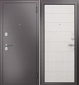 Дверь входная Family Mass MP M-135 Шоколад букле/Бьянко ларче, M-135, 2 замка, с ночной задвижкой